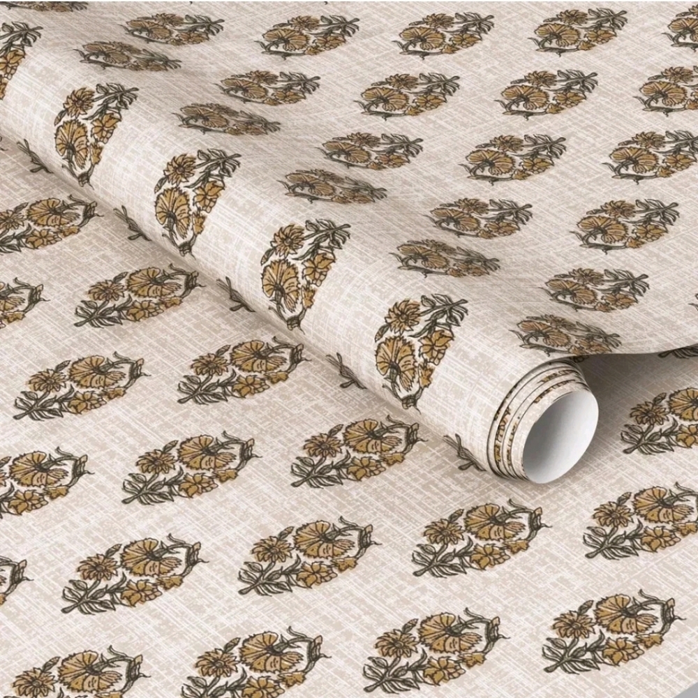 Threshold - Floral Stamp Wheat Wallpaper